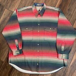 Cutter & Buck Button-down Multicolor Stripped Long Slv Pocket Shirt Men Sixe 2XB